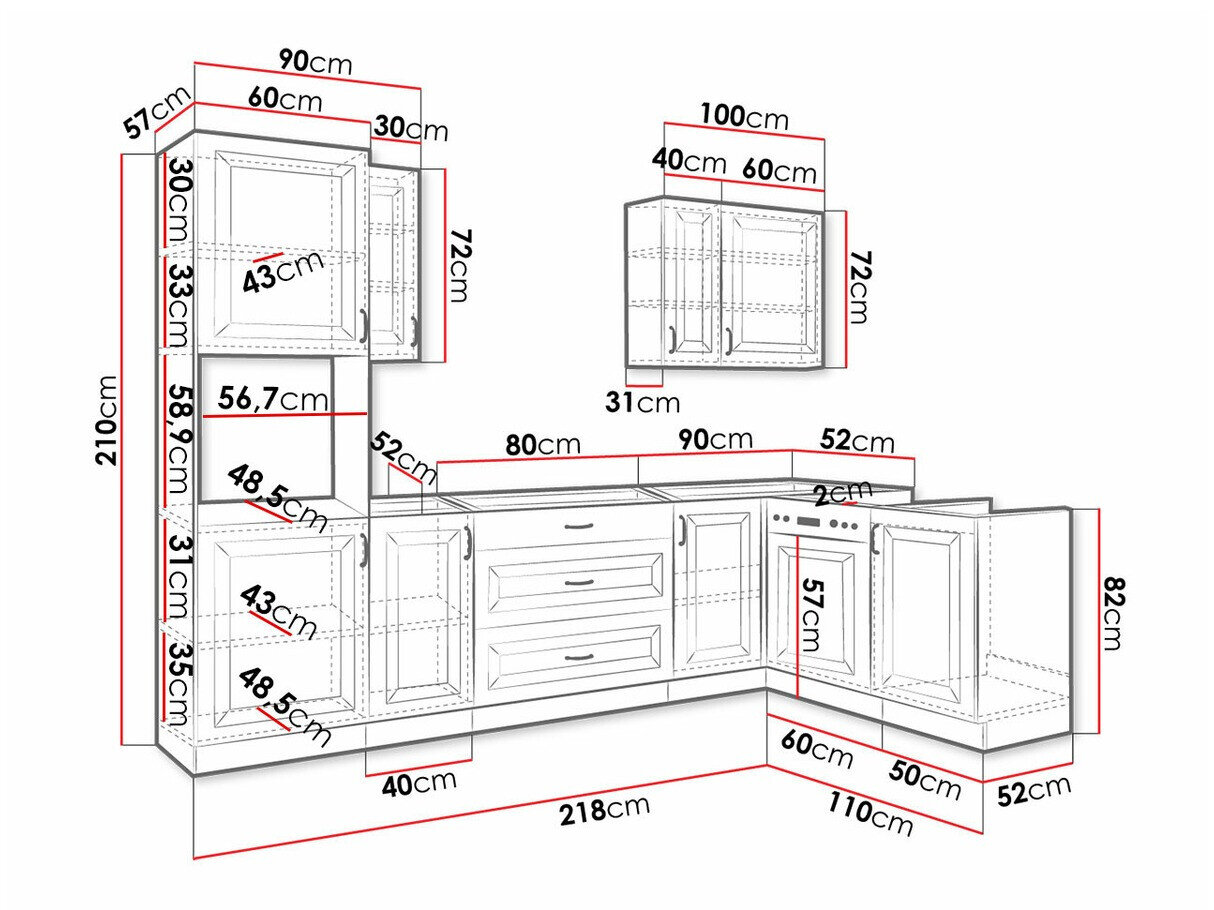 Modulaire keukenset Retro White 148
