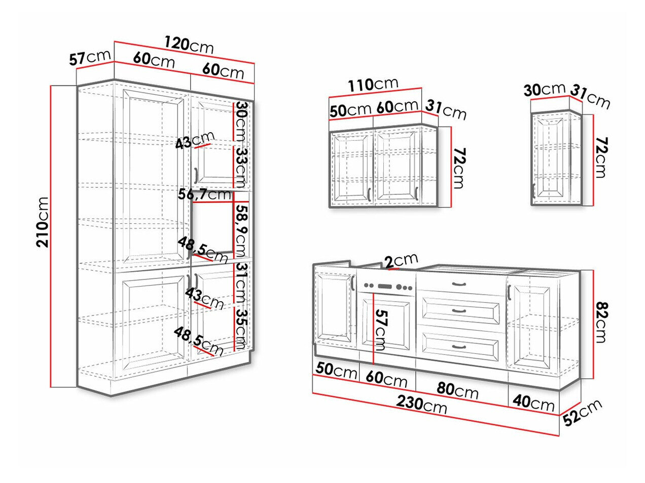 Modulaire keukenset Retro White 149