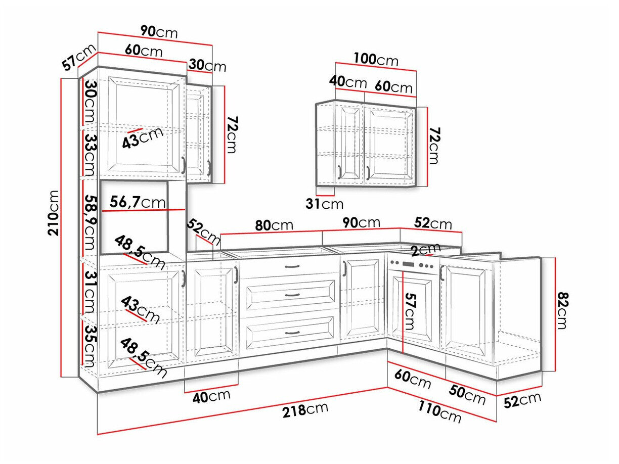 Modularni kuhinjski komplet Retro White 148
