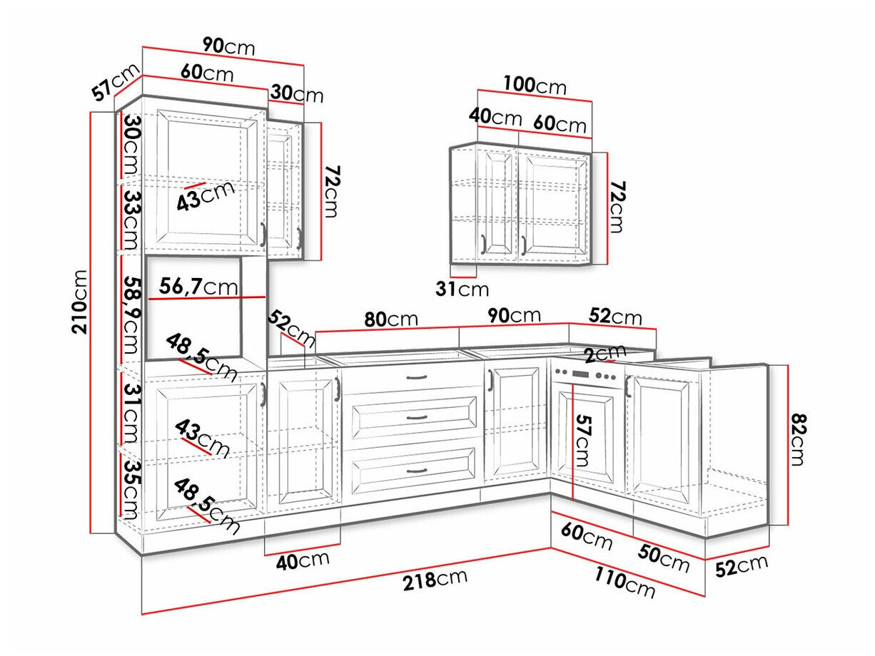 Set de bucătărie modular Retro White 148
