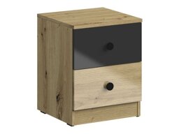 Nachtkastje Mirelbu 108 (Artisan eiken + Glanzend zwart)