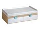 Bed Balvire 113 (Licht eiken + Wit + Turquoise)