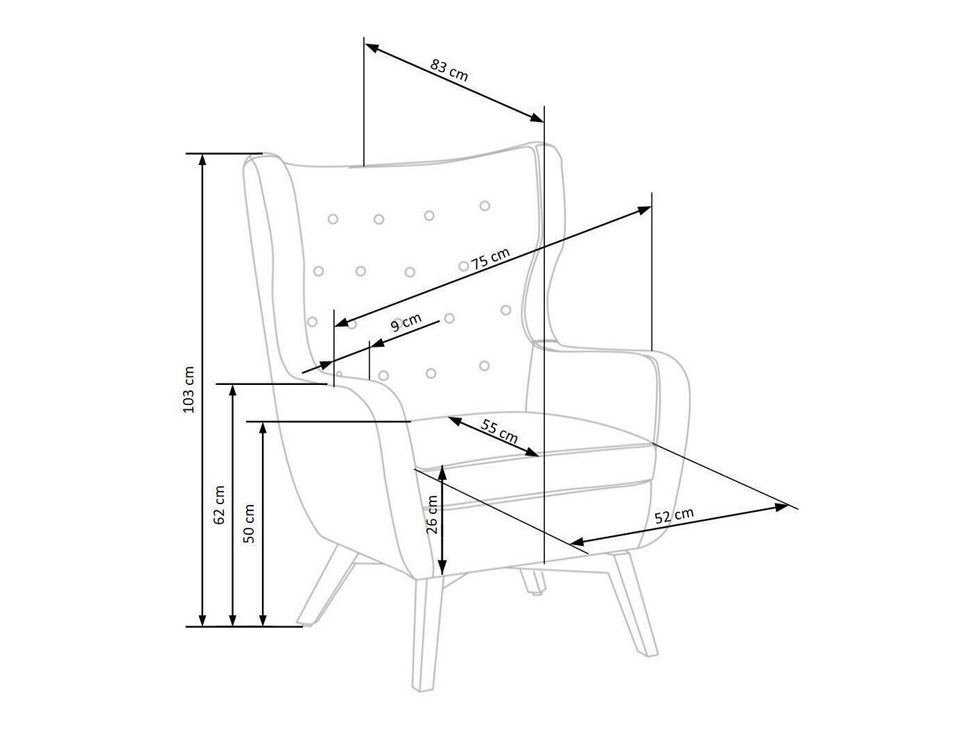 Lænestol Houston 836 (Grå + Sort)