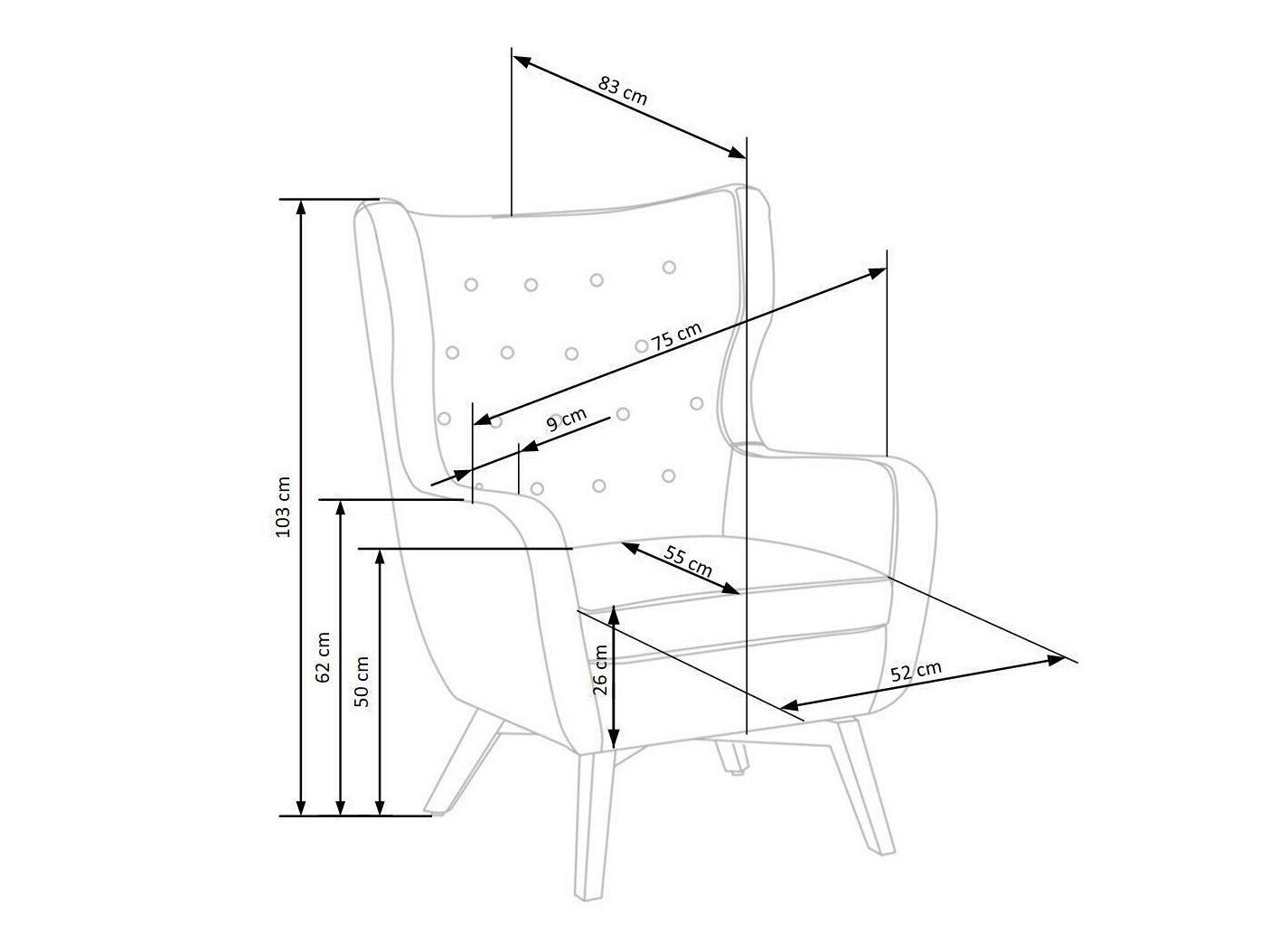 Lænestol Houston 836 (Rød + Sort)