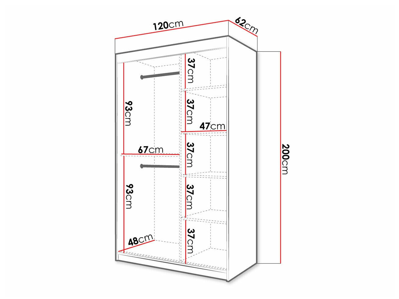 Kledingkast Hartford 398 (Zwart)