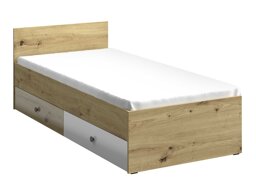 Bed Mirelbu 112 (Artisan eiken + Glanzend wit + Grijs)