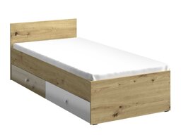 Bed Mirelbu 112 (Artisan eiken + Glanzend wit)
