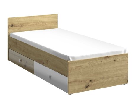 Bed Mirelbu 112 (Artisan eiken + Glanzend wit)