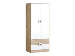 Kledingkast Balvire 102 (Licht eiken + Wit + Grijs)