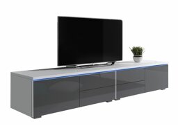 Móvel de TV Hortus (Branco + Cinzento brilhante)