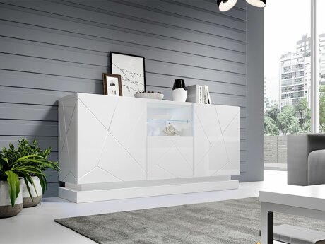 Dressoir Linar (Wit + Glanzend wit)