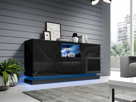 Dressoir Linar (Zwart + Glanzend zwart)