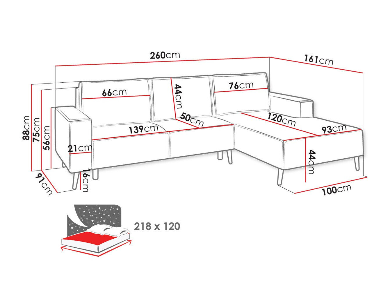 Hjørnesofa Lincoln 172 (Zetta 300)