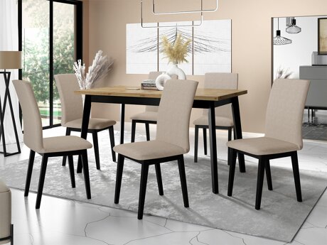 Eetkamerset Victorville 288 (Artisan eiken + Zwart)