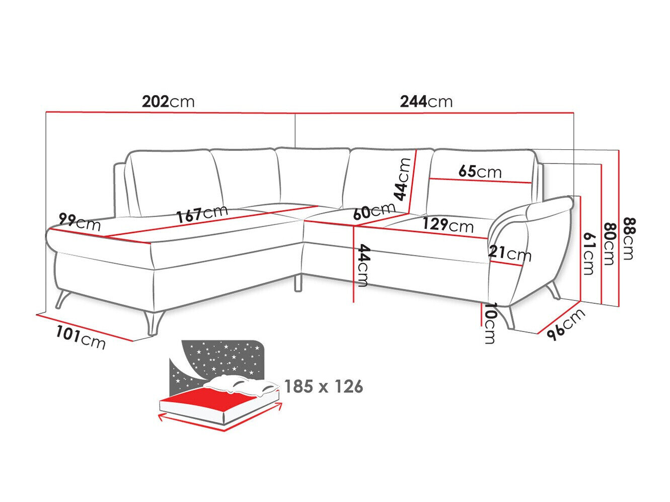 Hjørnesofa Lincoln 174 (Barrel 83)