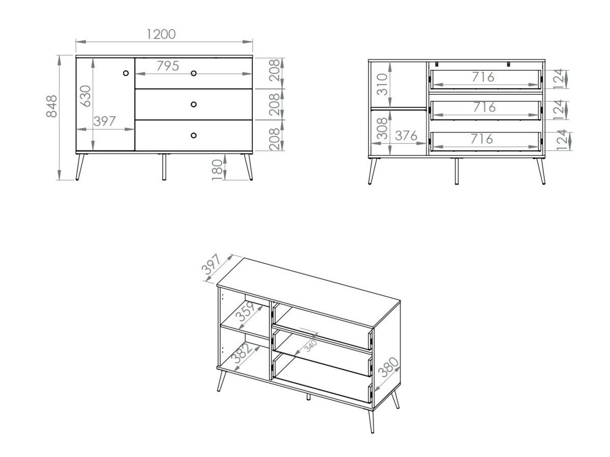 Kommode Flonovu 103 (Mørkeblå + Gylden)