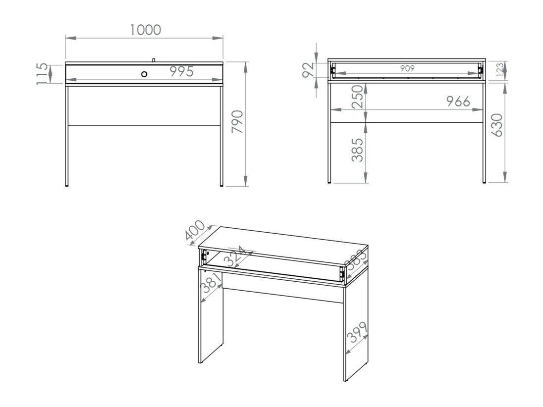Sminkebord Flonovu 108 (Mørkeblå + Gylden)