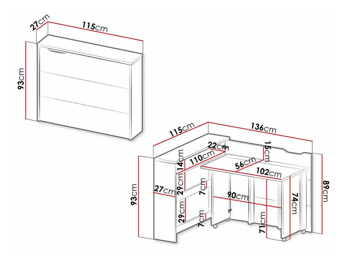 Hjørneskrivebord Concept Pro Lenart Levfere 101 (Hvid + Glansfuld hvid)