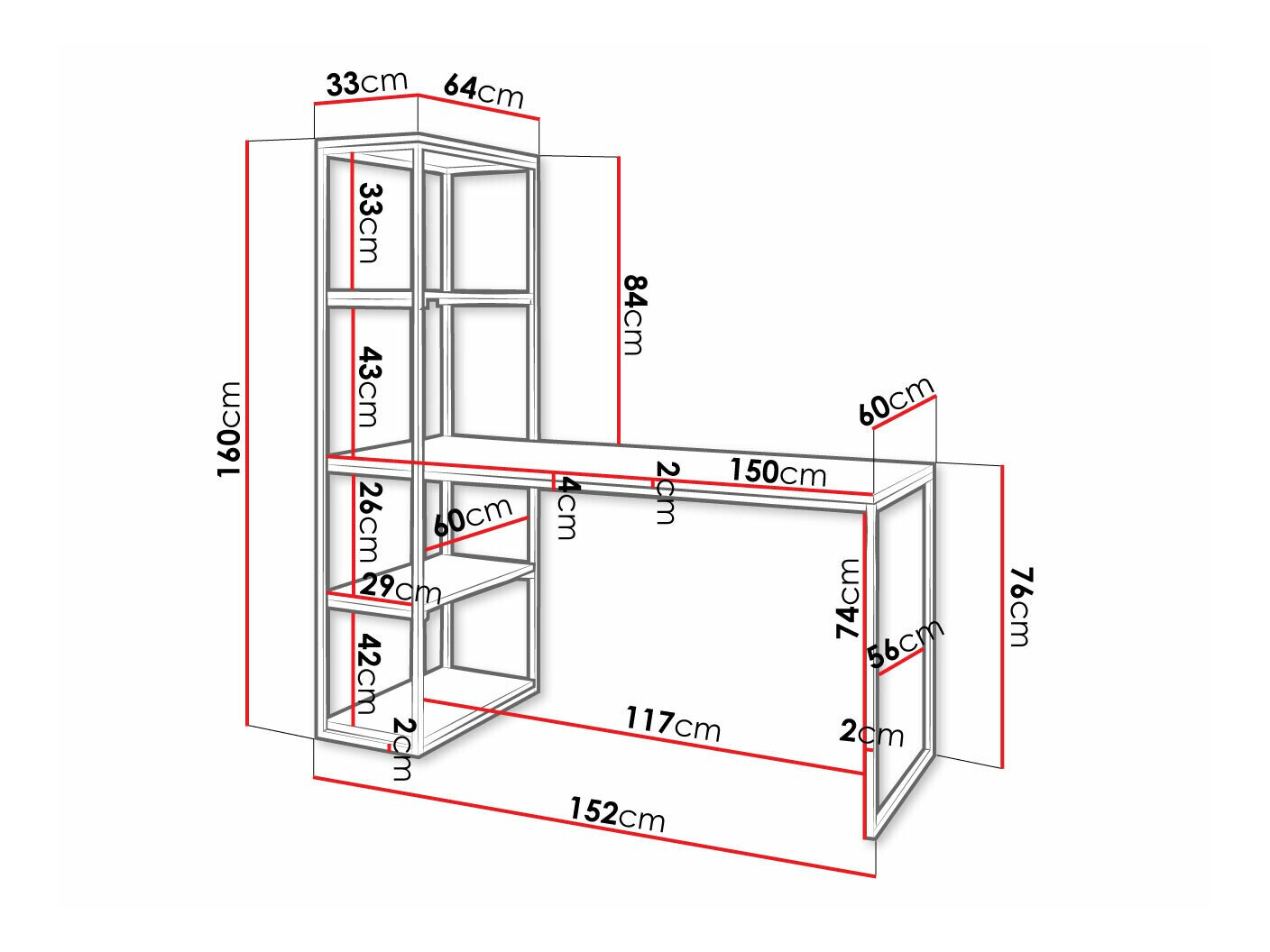 Skrivebord Oswego 107 (Brun + Sort)