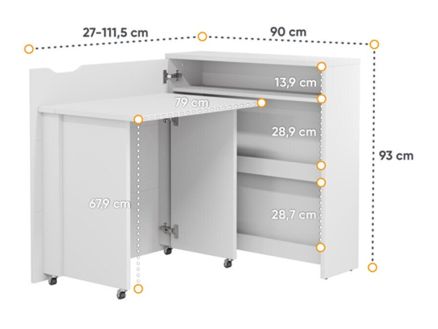 Hjørneskrivebord Concept Pro Lenart Levfere 156 (Hvid)