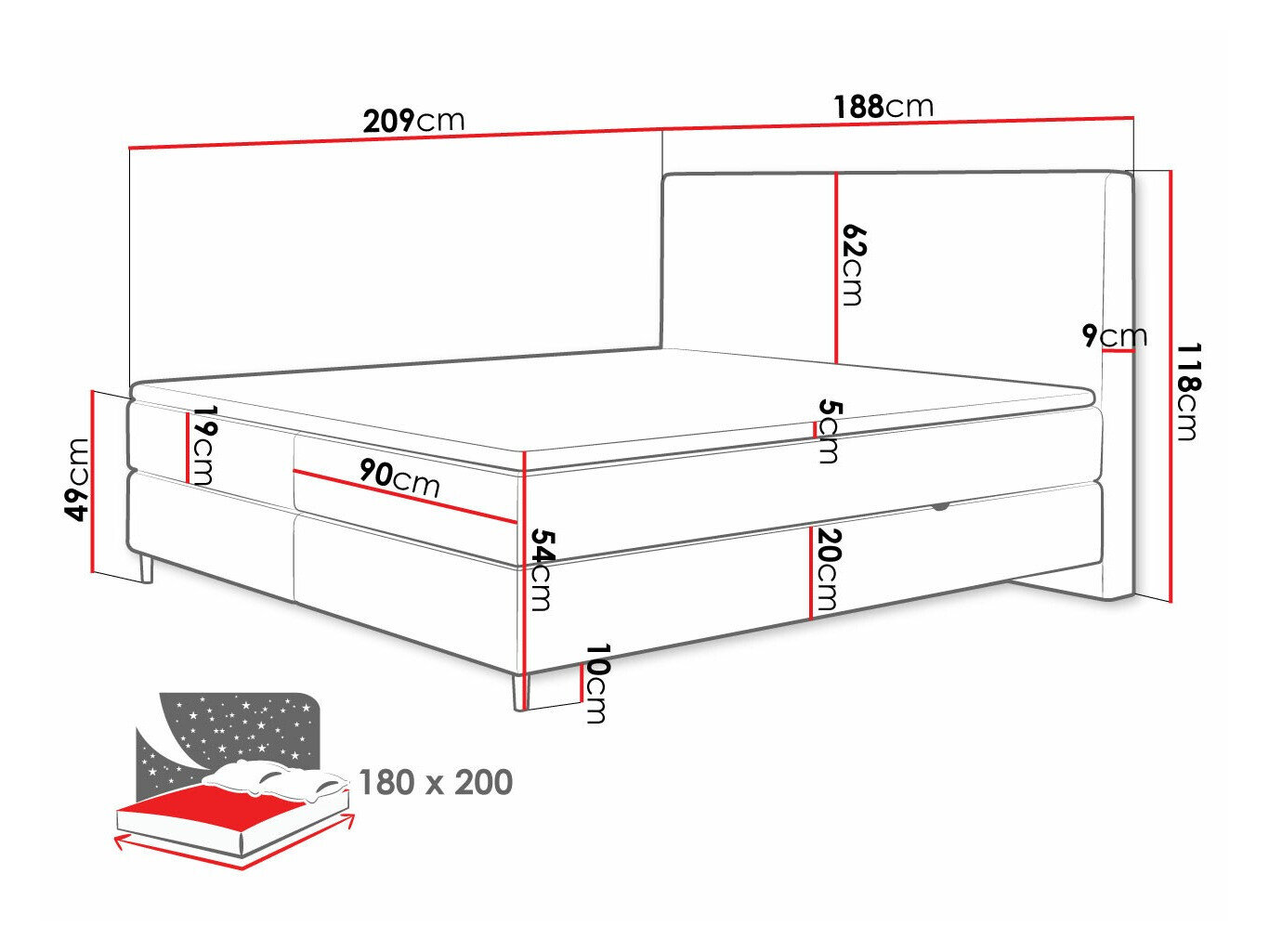 Boxspring ComfiDream Miraara (Poso 55 + Paros 05)