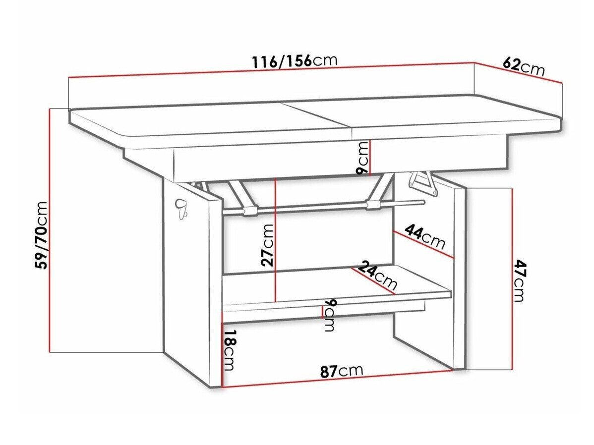 Transformeerbare salontafel Stanton 108 (Wit)