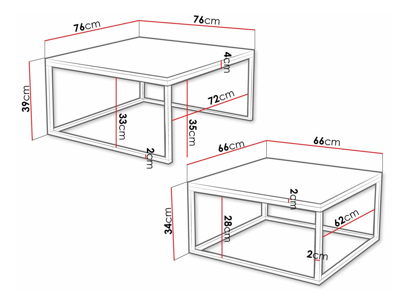 Ensemble tables basses Oswego 101 (Marbre blanc + Noir)