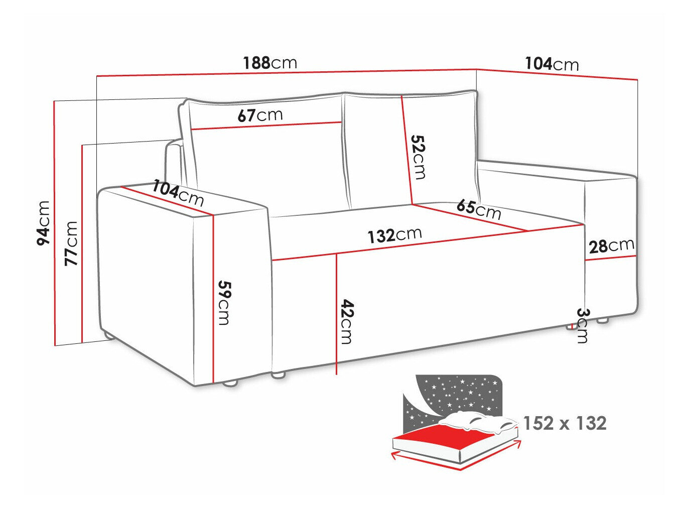 Sovesofa Clovis 107 (Poso 14)