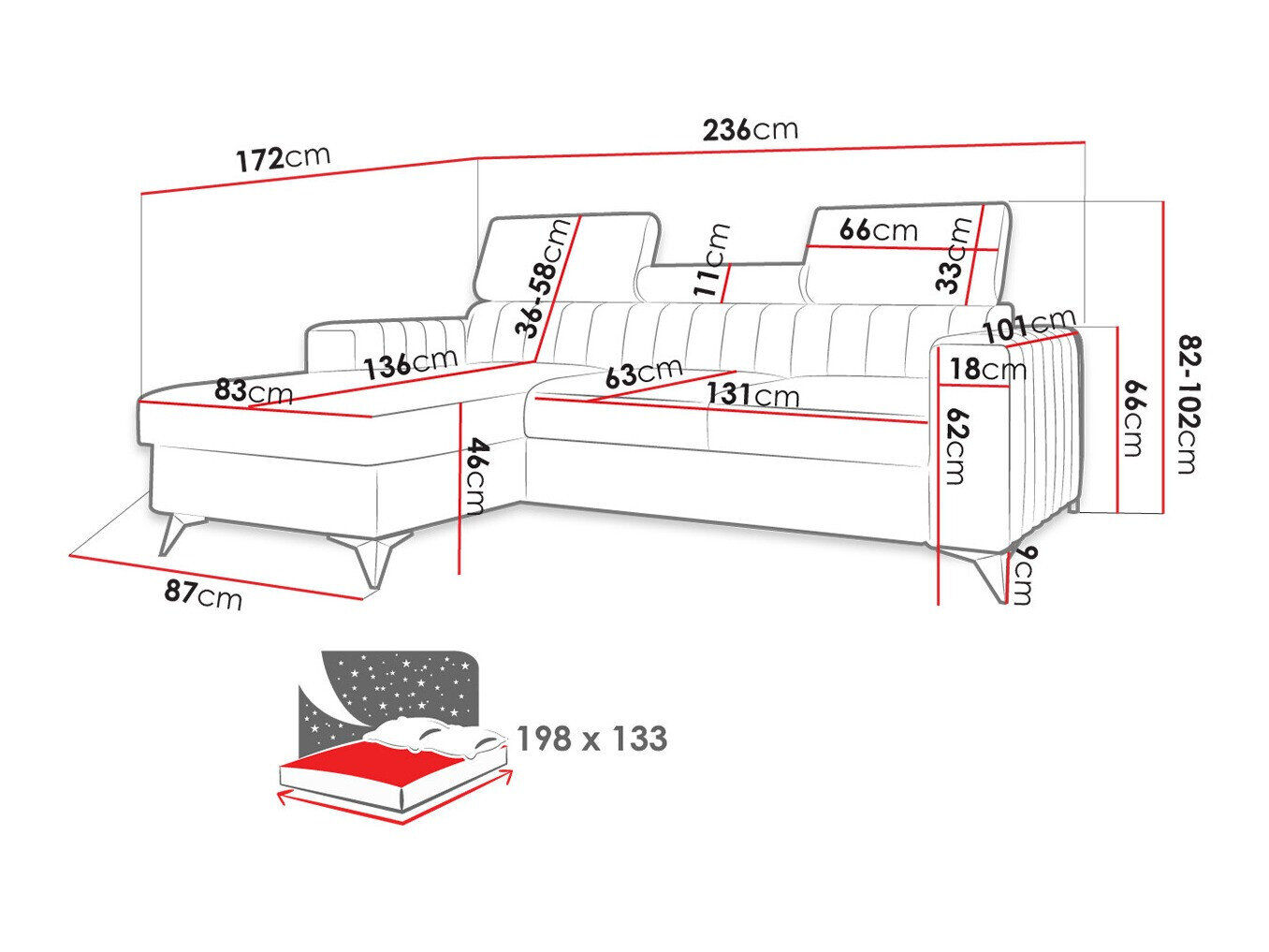 Hjørnesofa Columbus 191 (Poso 100)