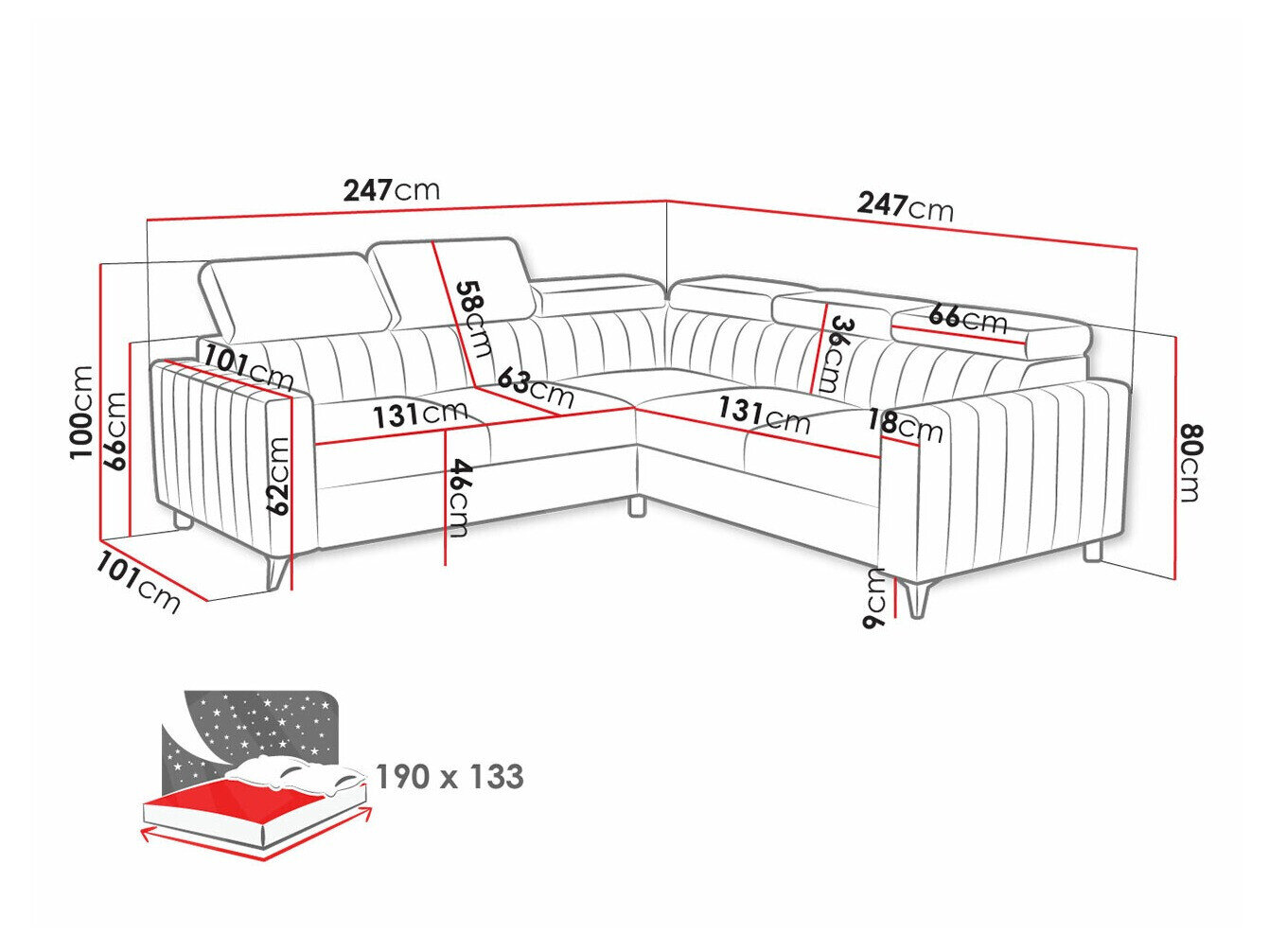 Hjørnesofa Columbus 201 (Velluto 11)