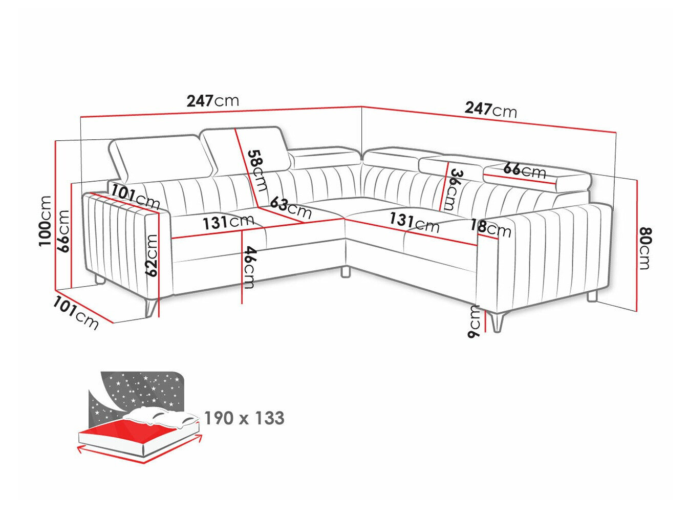 Hjørnesofa Columbus 201 (Velluto 3)