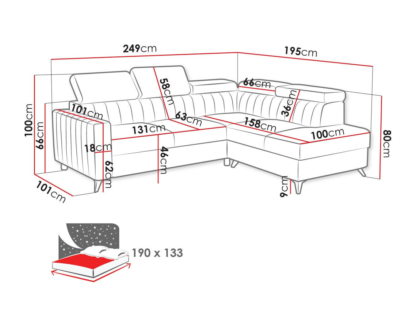Hjørnesofa Columbus 202 (Velutto 10)