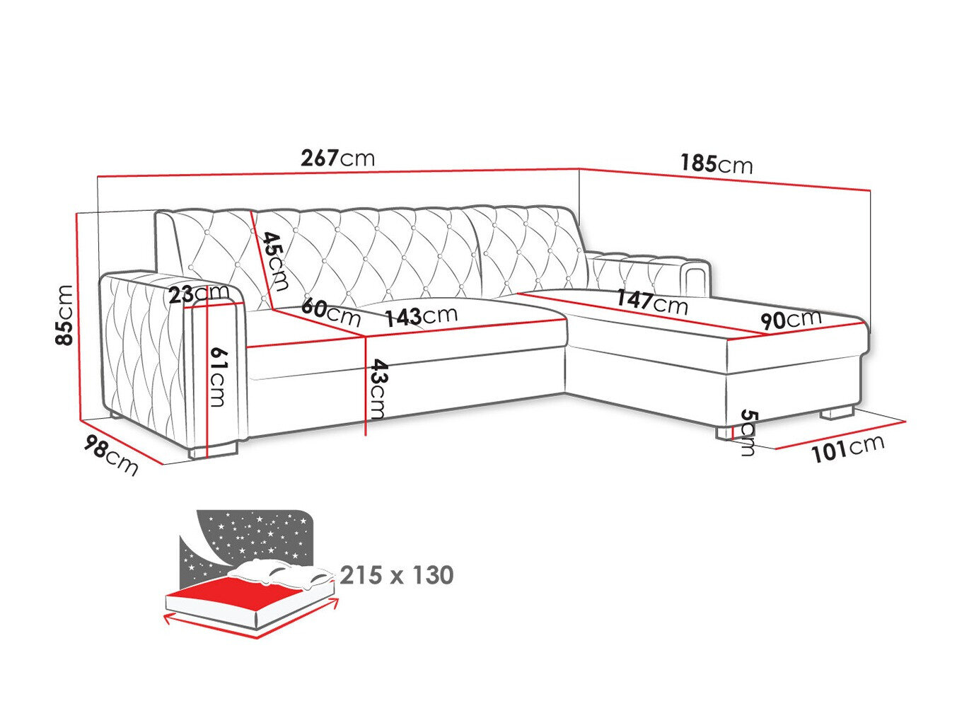 Canapé d'angle Columbus 203 (Kronos 46)