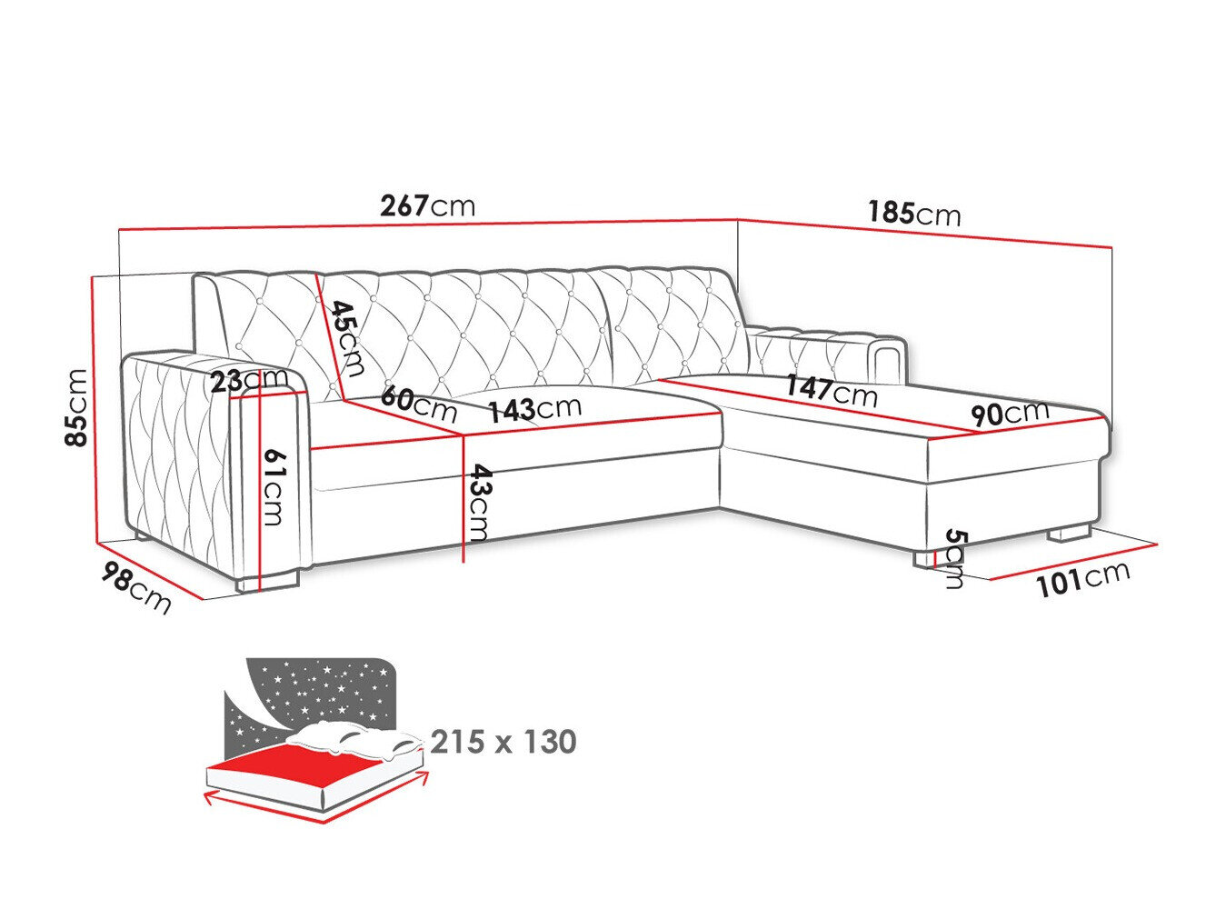Hjørnesofa Columbus 203 (Kronos 09)