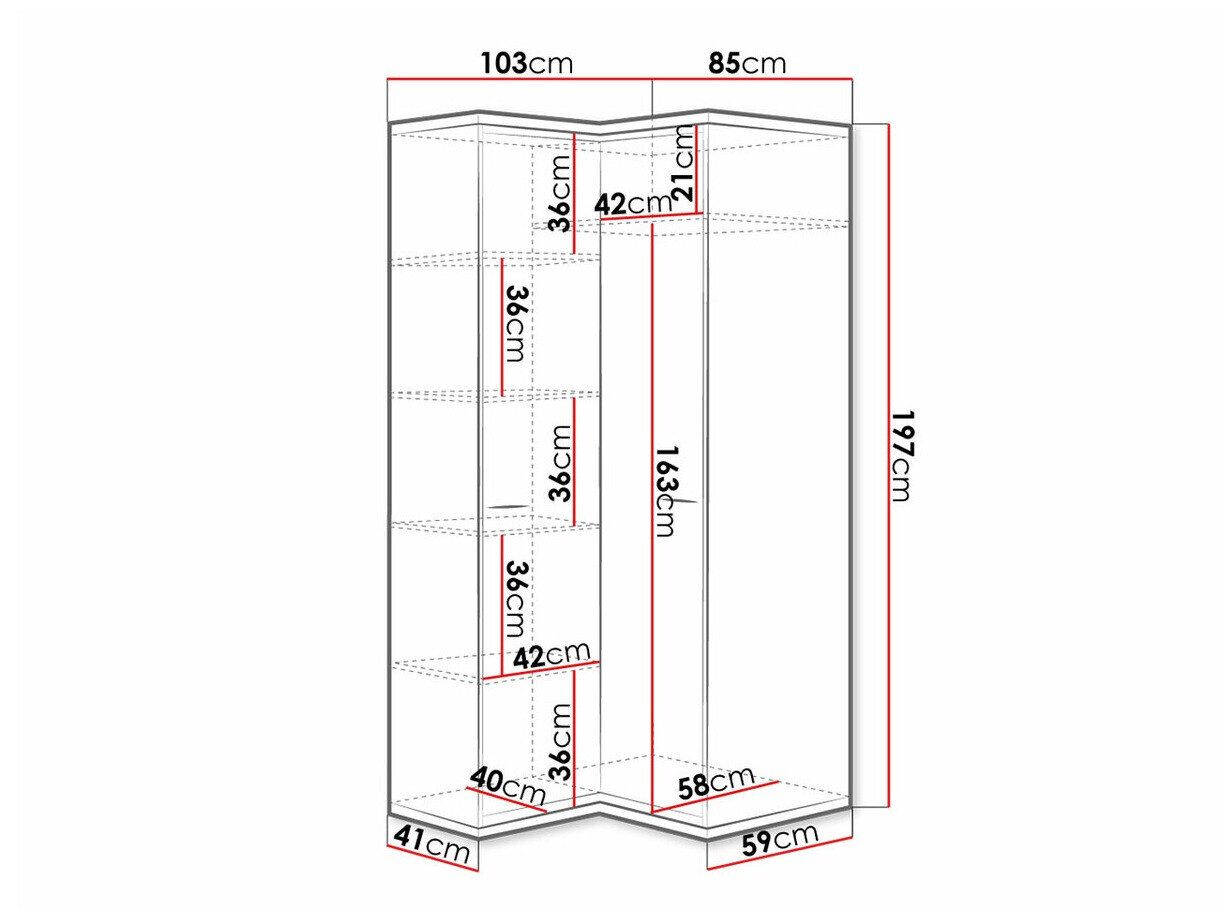 Hjørnegarderob Etrmoni 110