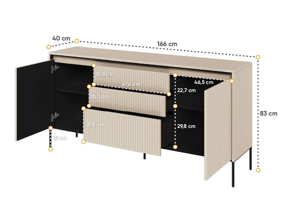 Kommode Fernolu 100 (Beige + Sort)