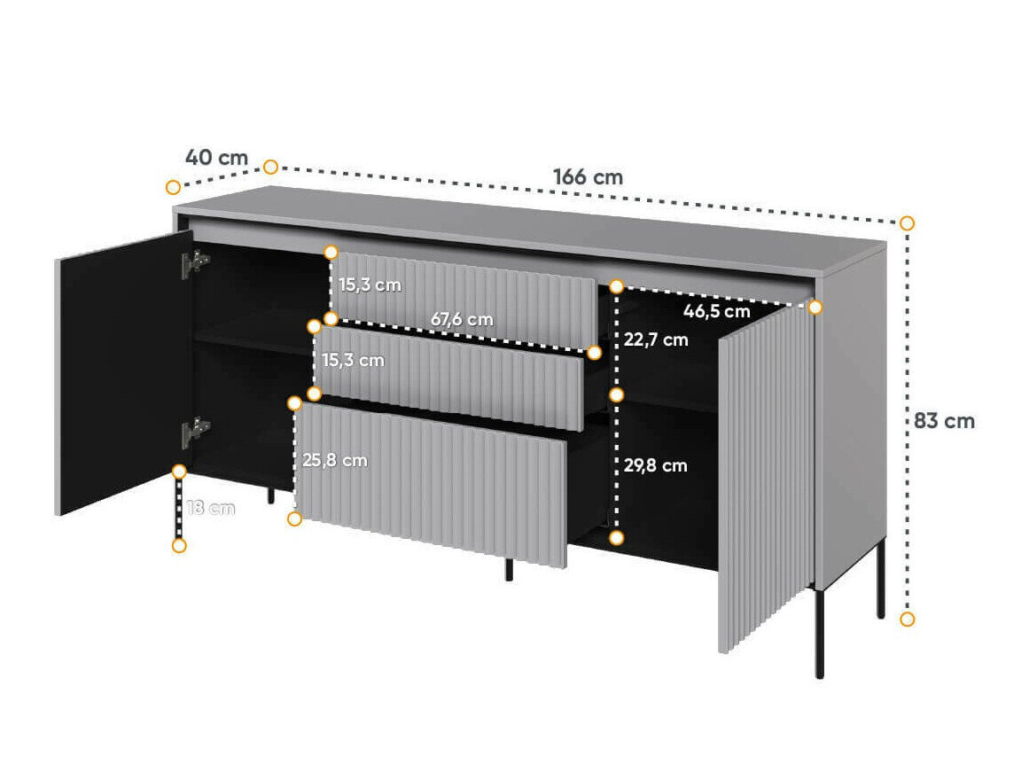 Kommode Fernolu 100 (Grå + Sort)
