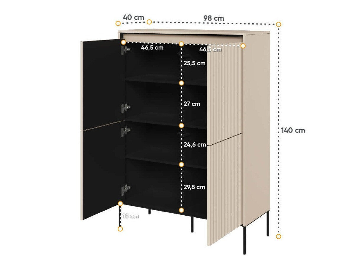 Skænk Fernolu 102 (Beige + Sort)
