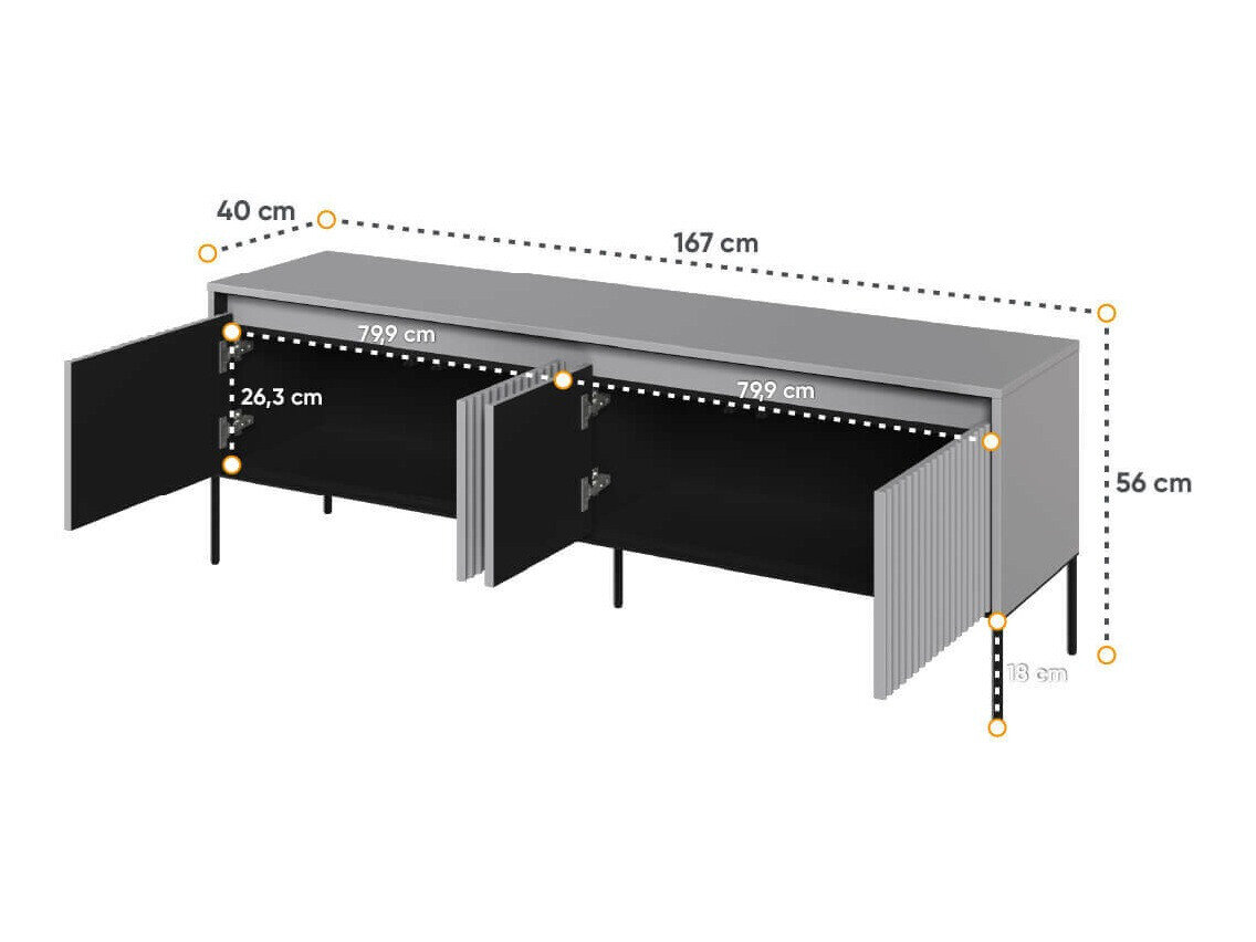 TV-meubel Fernolu 104 (Grijs + Zwart)