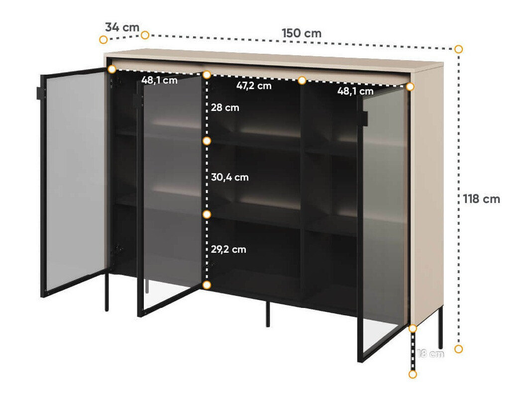 Dressoir Fernolu 108 (Beige + Zwart)