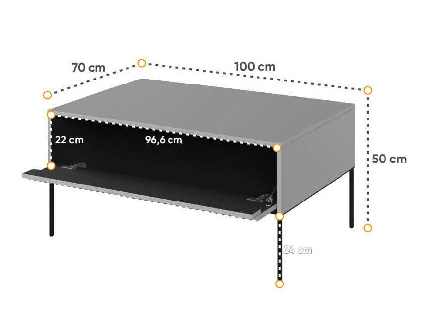 Salontafel Fernolu 110 (Grijs + Zwart)