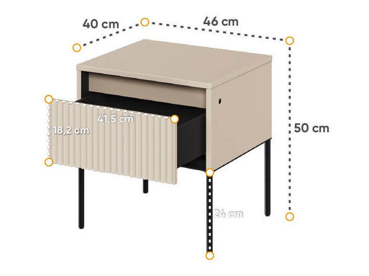 Sengebord Fernolu 111 (Beige + Sort)