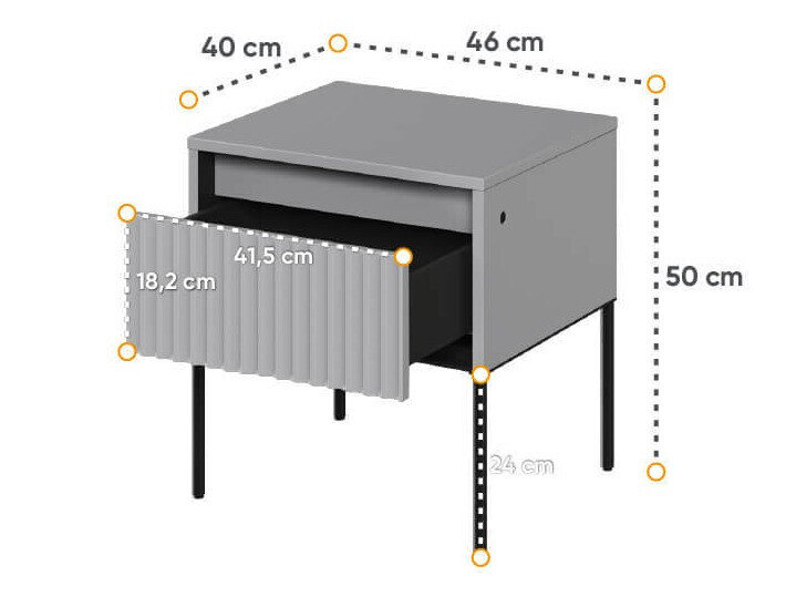 Sengebord Fernolu 111 (Grå + Sort)