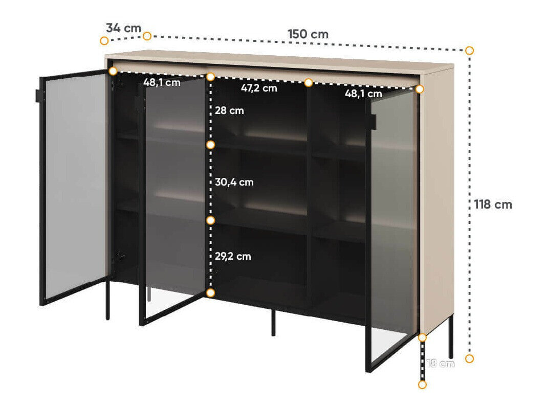 Skænk Fernolu 108 (Beige + Sort)