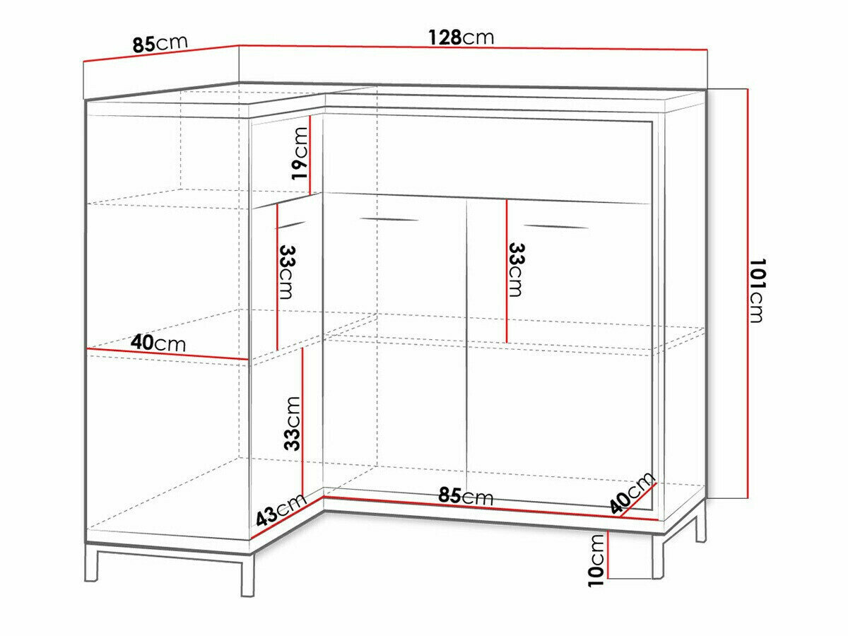 Hjørne kommode Etrmoni 121 (Lyst træ)