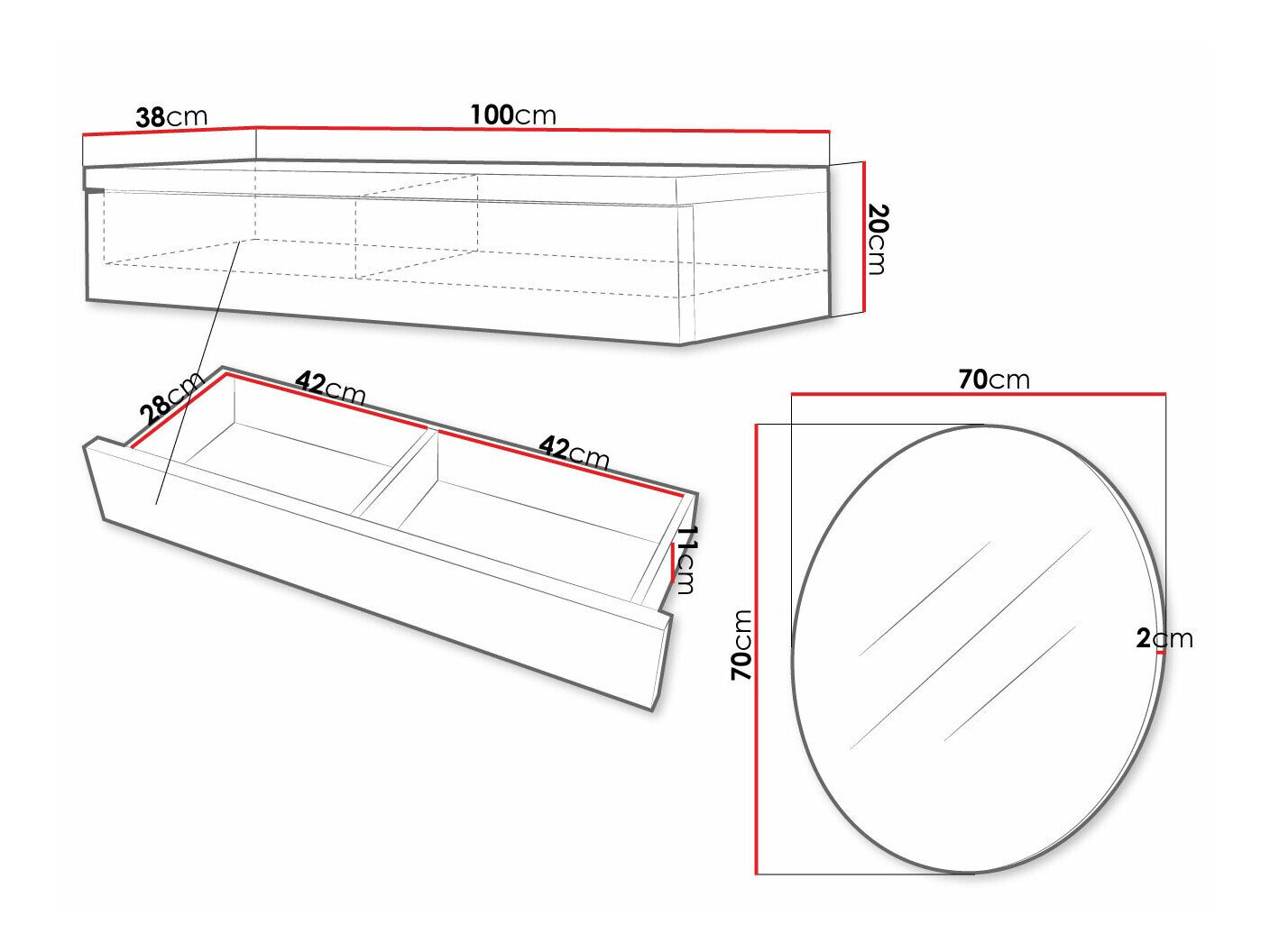 Sminkebord Delpher I (Hvid + Glansfuld hvid)