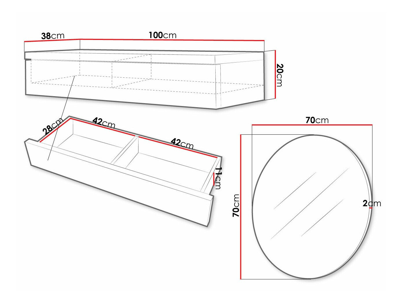 Sminkebord Delpher I (Sort + Blank sort)