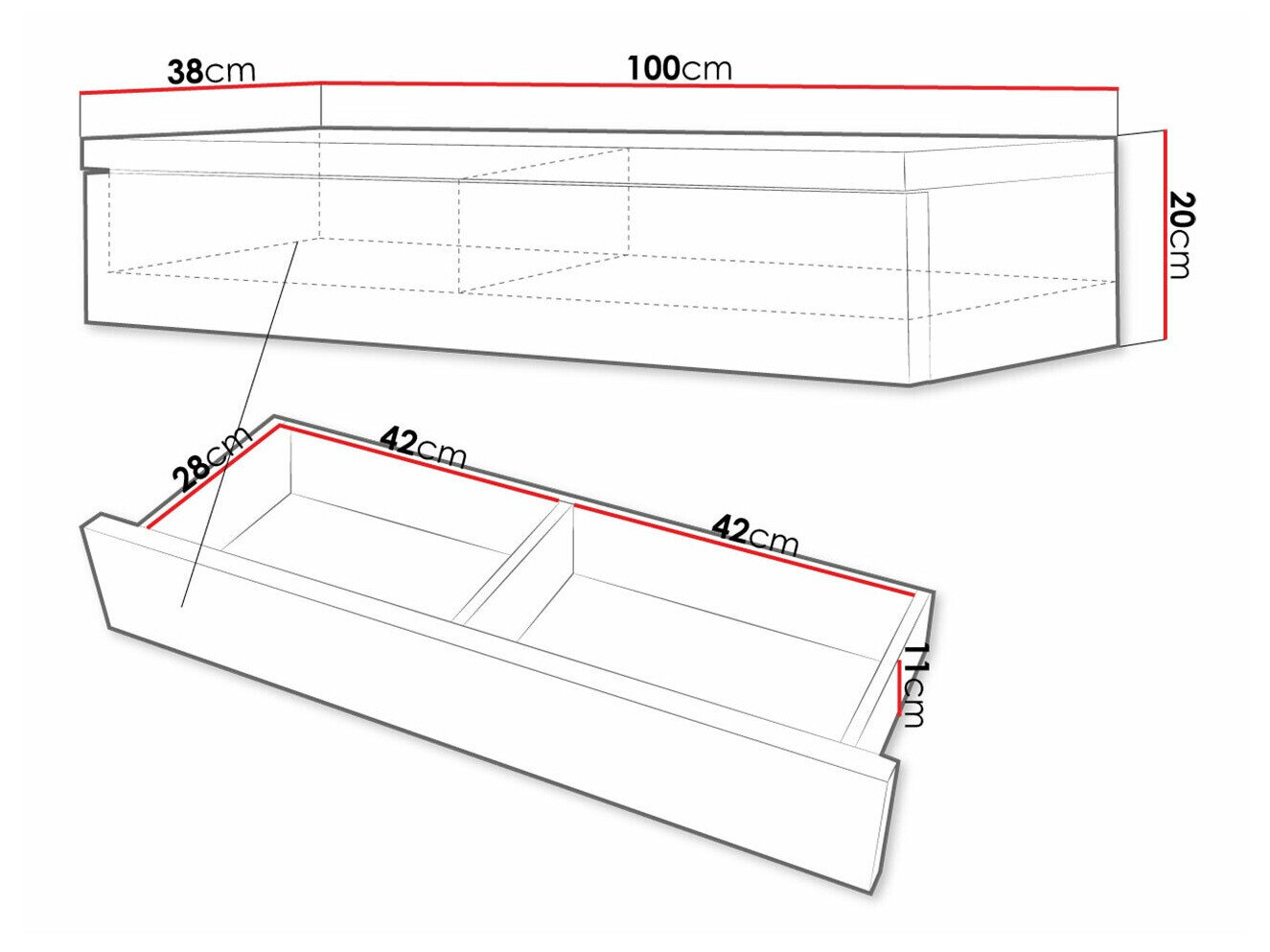 Sminkebord Providence 186 (Hvid + Glansfuld hvid)
