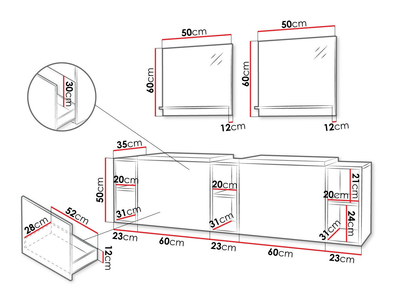 Badeværelsessæt Comfivo Livciro 104 (Sort + Grafit)