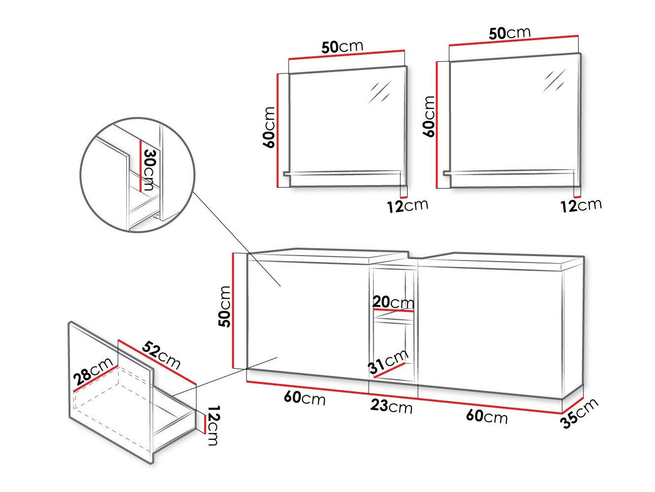 Badeværelsessæt Comfivo Livciro 105 (Hvid)